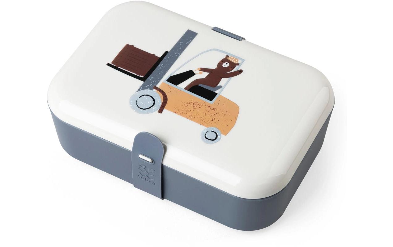 Lunchbox Silikonband Busy BuildersBrotdose mit Silikonband zum Verschliessen
