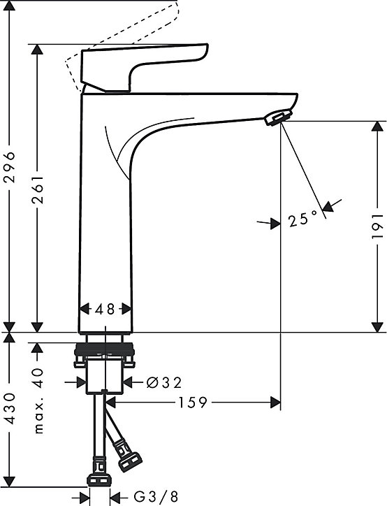 Mitigeur de lavabo chromé Hansgrohe Waterforms XL