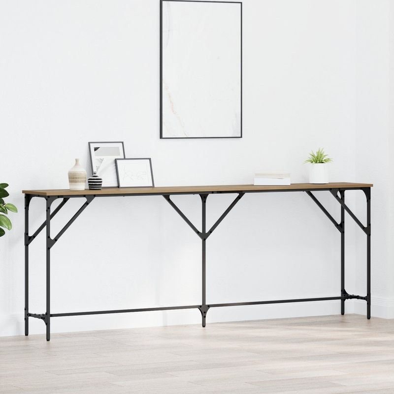 vidaXL - Console Tafel - Bruin - Massief Eikenhout - Voor Binnengebruik