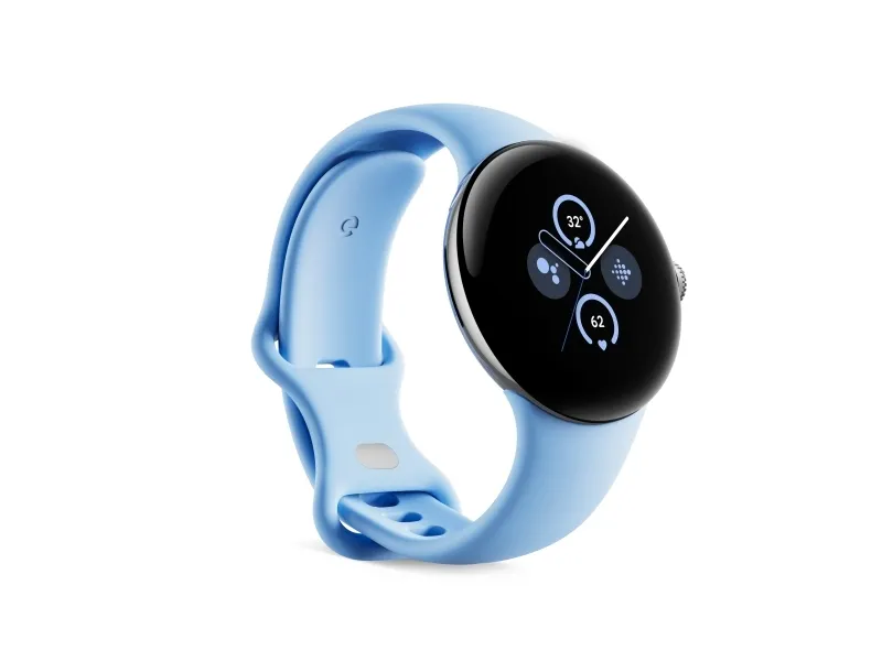 Google Pixel Watch 2 - Poleret sølvaluminium - smart ur med aktivt bånd - fluoroelastomer - bås - båndstørrelse: S/L - 32 GB - Bluetooth, Wi-Fi, NFC - 31 g