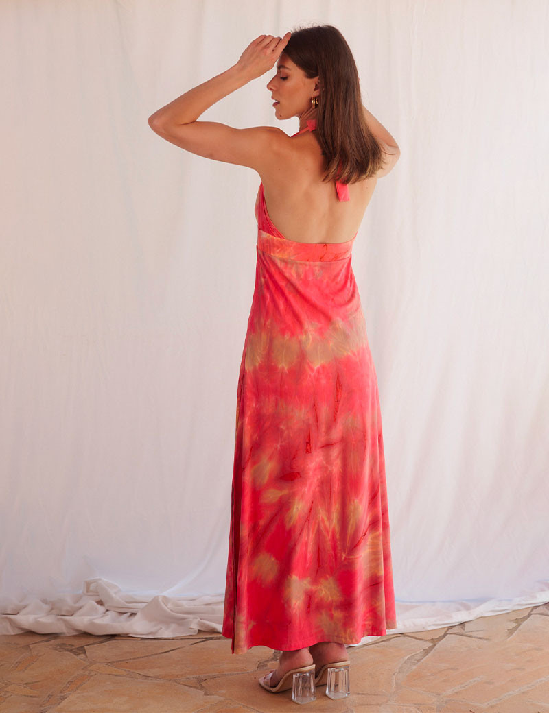 HBT DRESS CODE PRINT | NOLA ROBE LONGUE CORAIL
