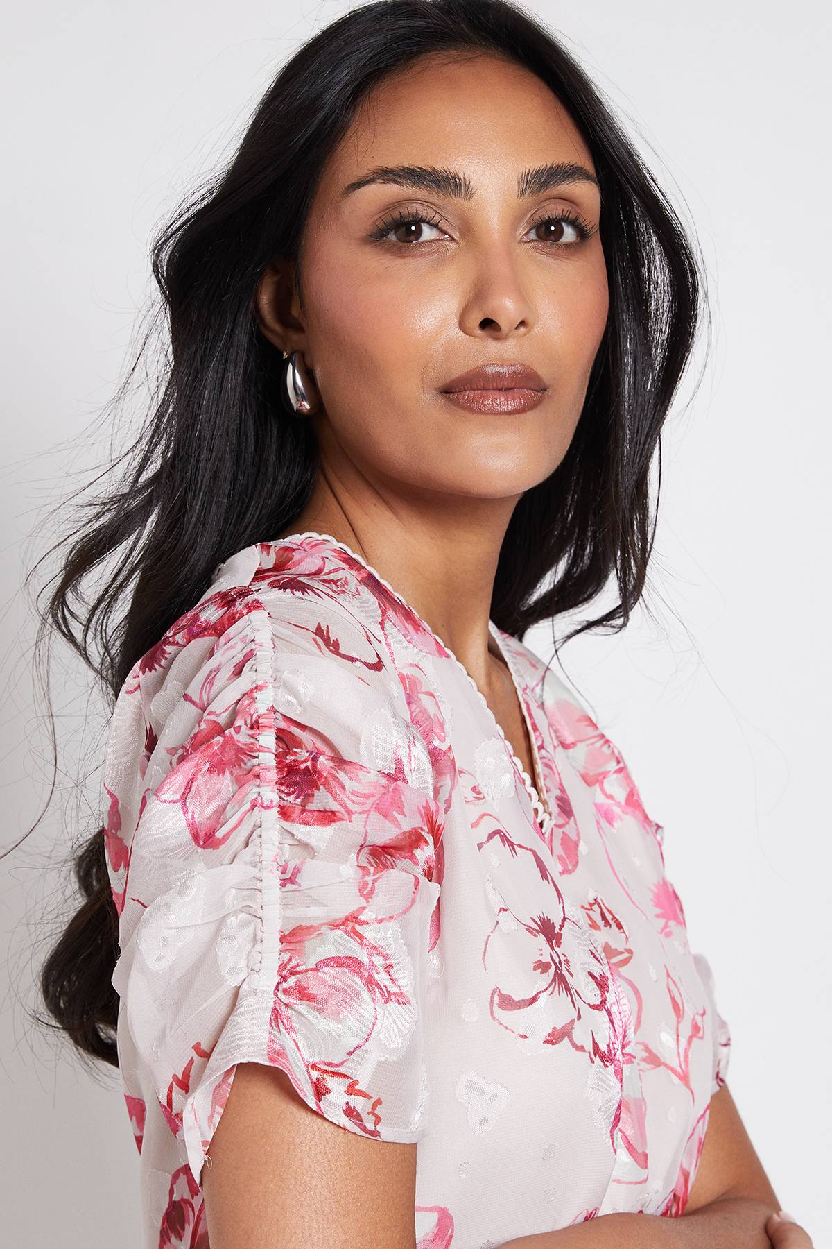 Wallis Robe Droite À Manches Bouffantes Et Motif Fleuri Petite