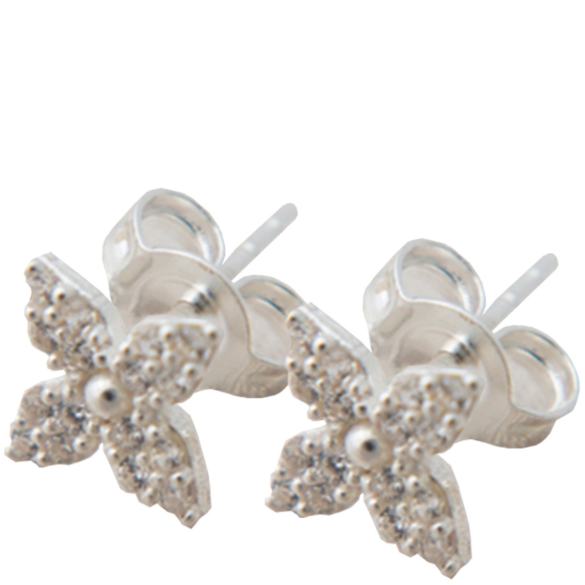 Boucles d'oreilles fleurs - Argent 925/000 & zircons