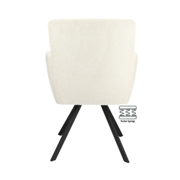 Eetkamerstoel Dane Mito naturel beige chenille stof met armleuning