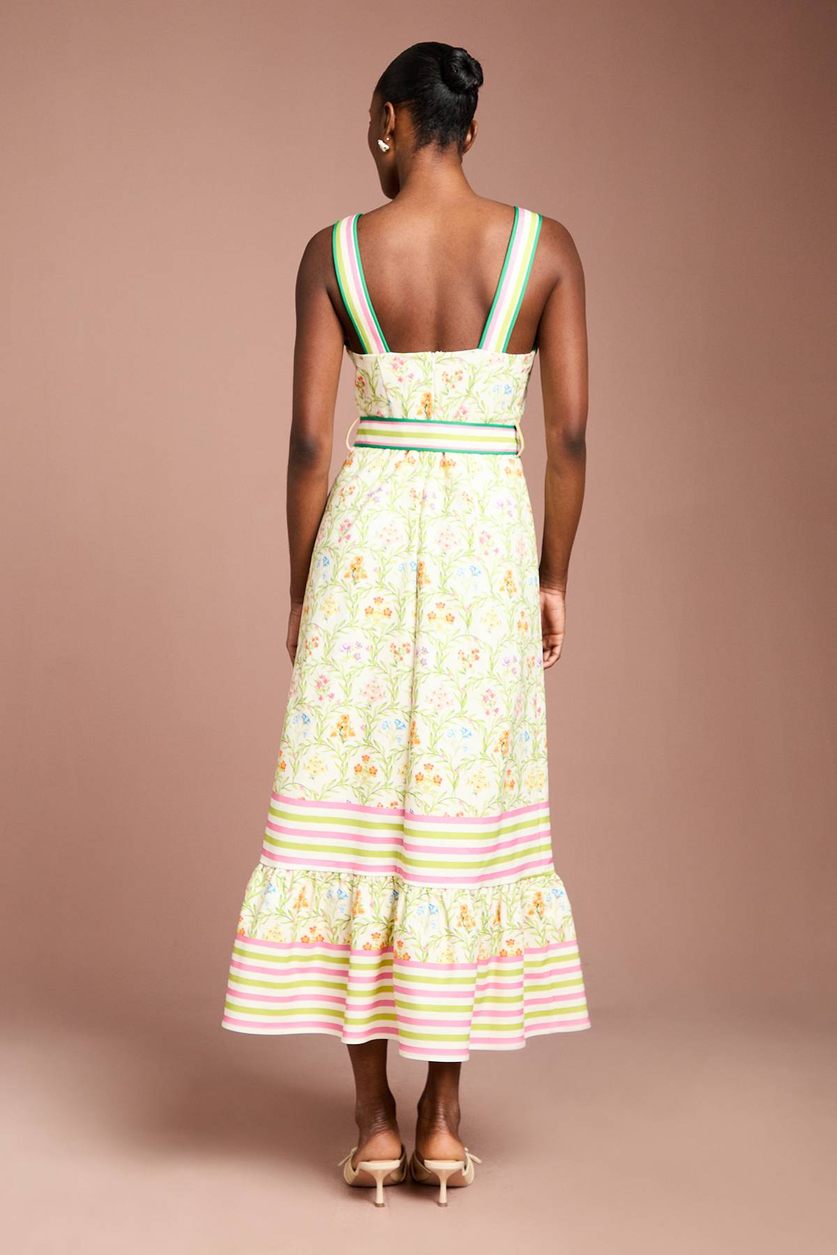 Coast Robe Mi-Longue à Volants en Sergé Imprimé