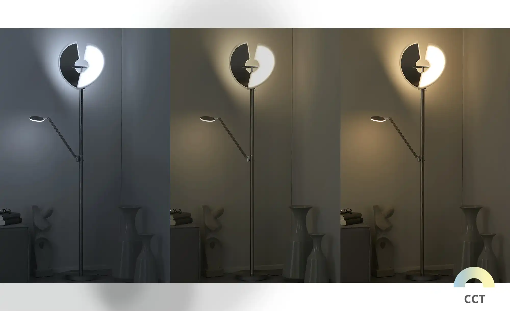 Meisterleuchten LED-Deckenfluter, 3-flammig, Nickel-matt/ chrom