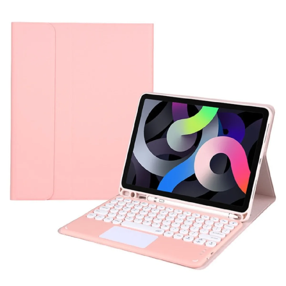 Universal Clavier Bluetooth rond rose pour iPad Air 4