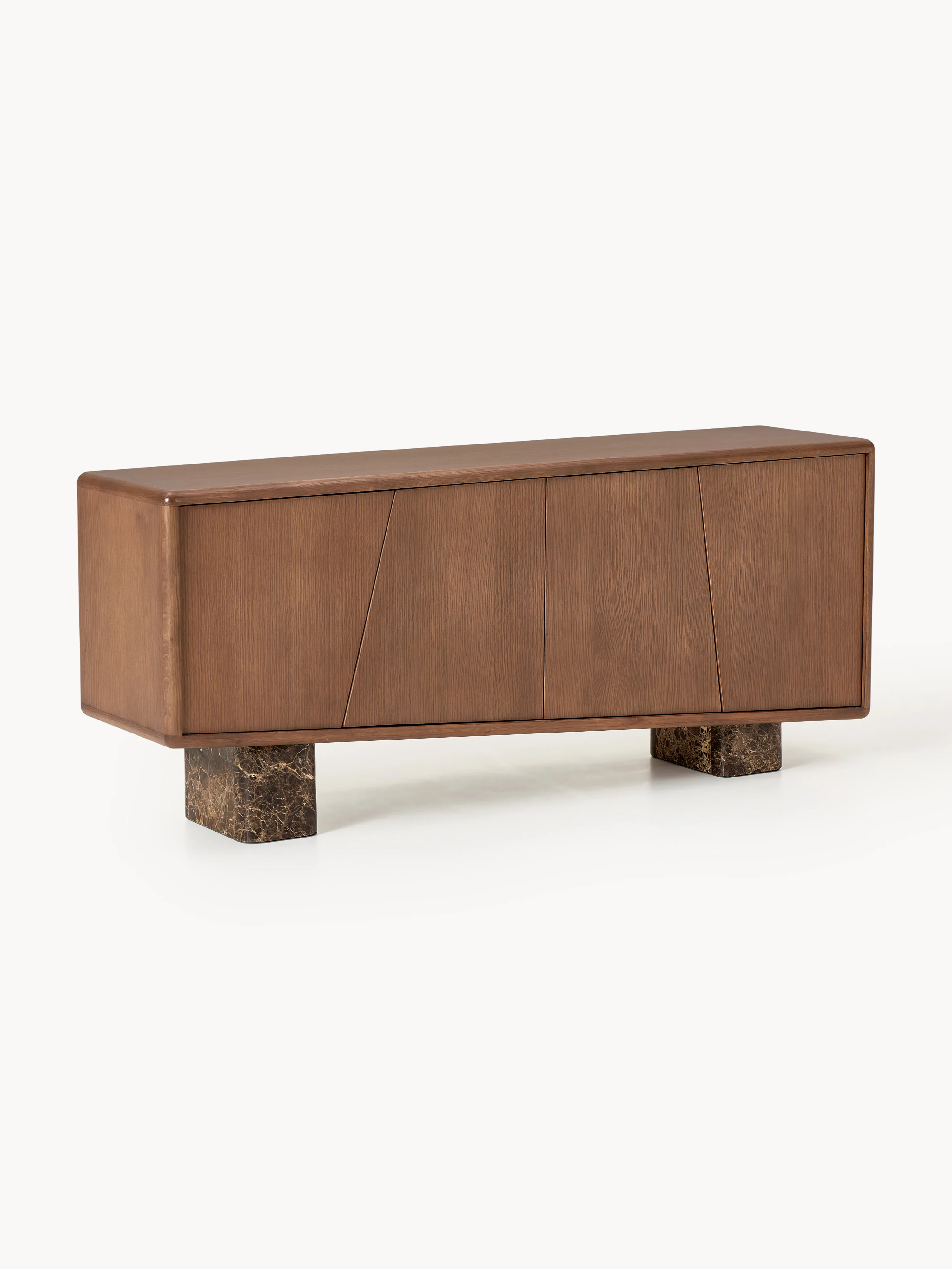 Houten dressoir Tundra met Emperador marmeren poten