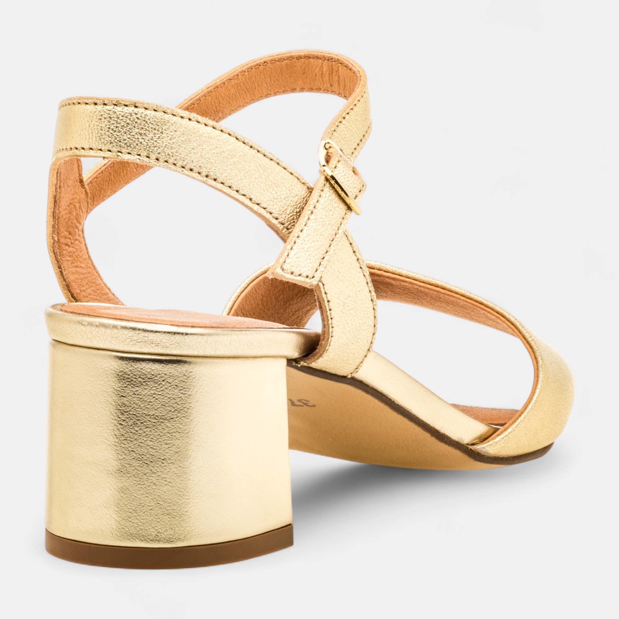 Nu-pieds à talon Femme en cuir or