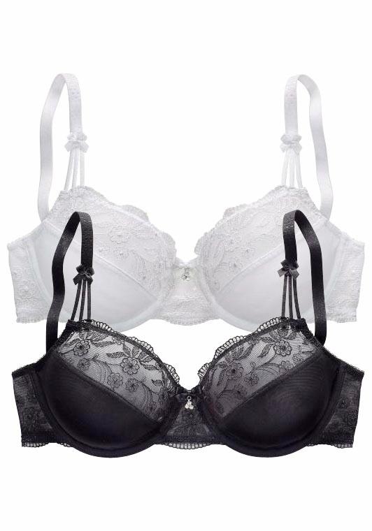 Nuance Bügel-BH, 2 Stücker Packung, mit schöner Stickereispitze, Dessous
