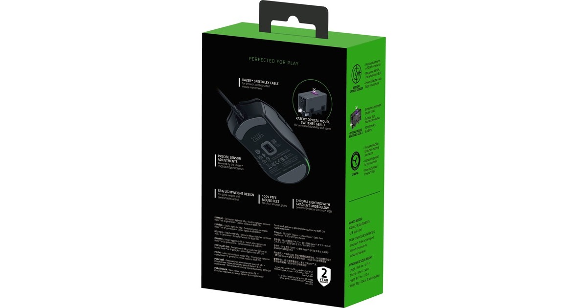 RazerCobra gaming muis  (Zwart, 8500 dpi, Razer Chroma RGB)