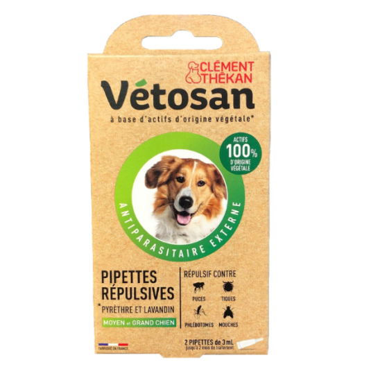 Pipettes répulsives moyen/grand chien Vétosan