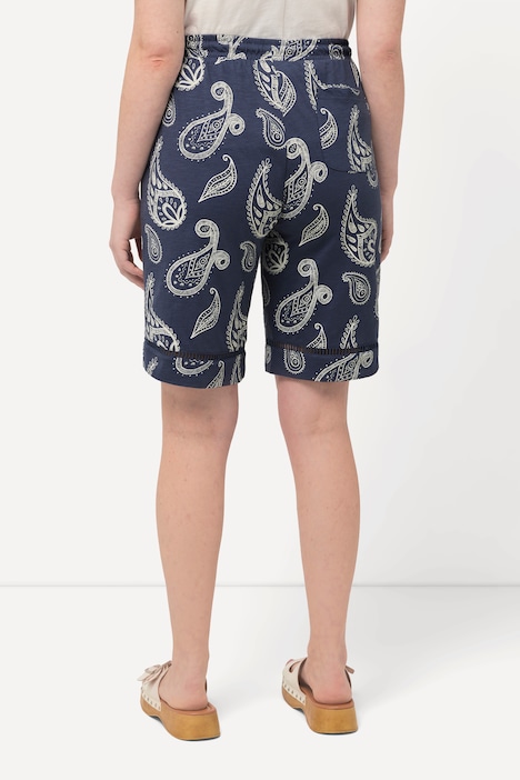 Jersey-Shorts, Paisleymuster, Lochstickerei, Biobaumwolle