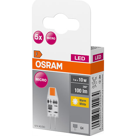 Osram 5-pak LED pin 1W - varmt hvidt lys