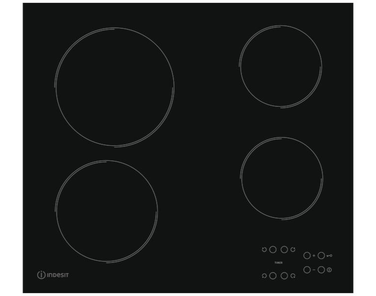 PLACA DE VITROCERÂMICA INDESIT RI 161 C 4 QUEIMADORES 58CM PRETO