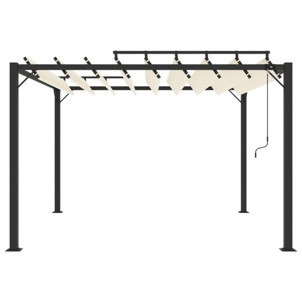vidaXL Paviljong med lamelltak 3x3 m kremhvit stoff og aluminium