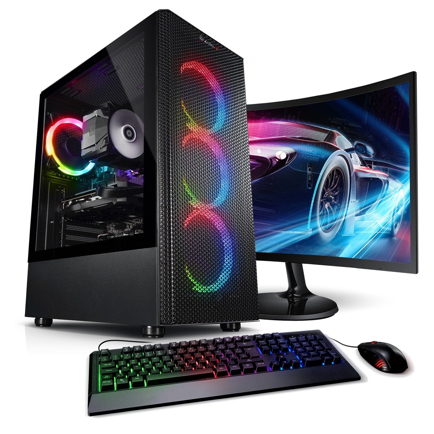 PC Set mit 27 Zoll TFT Total V AMD Ryzen 7 5700X, 16GB DDR4, NVIDIA RTX 4060 8 GB, 1TB SSD, WLAN, Windows 11