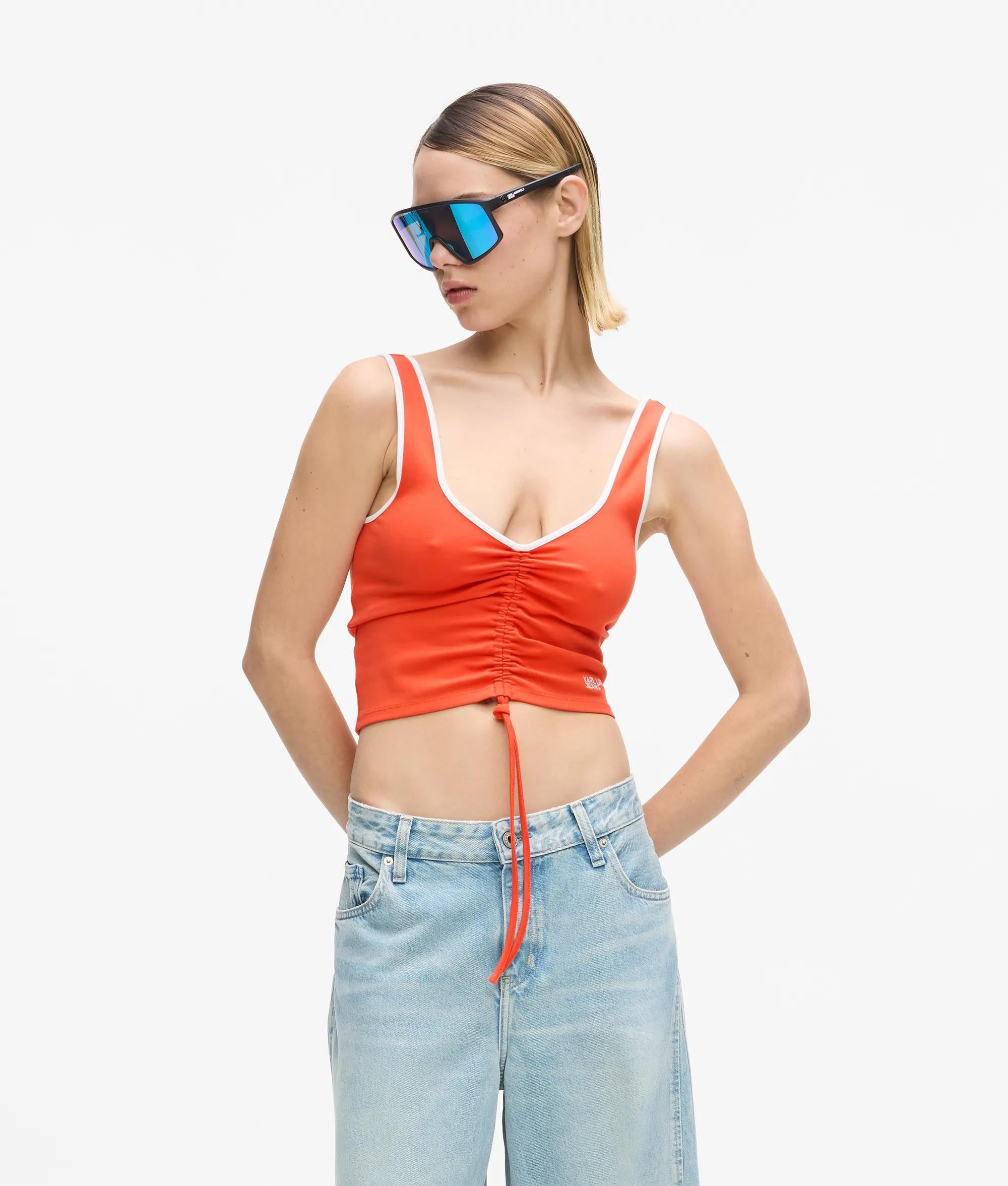 tanktop met V-hals en ruches