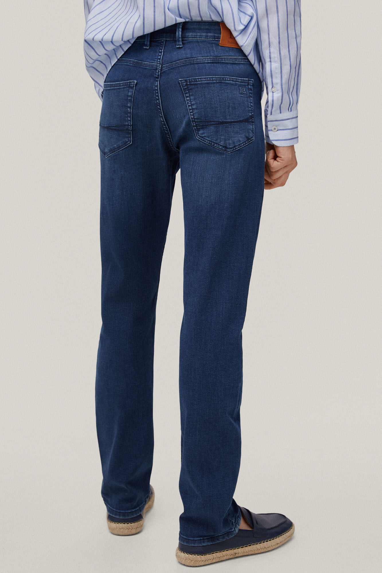Calça jeans premium flexível de corte regular - Azul