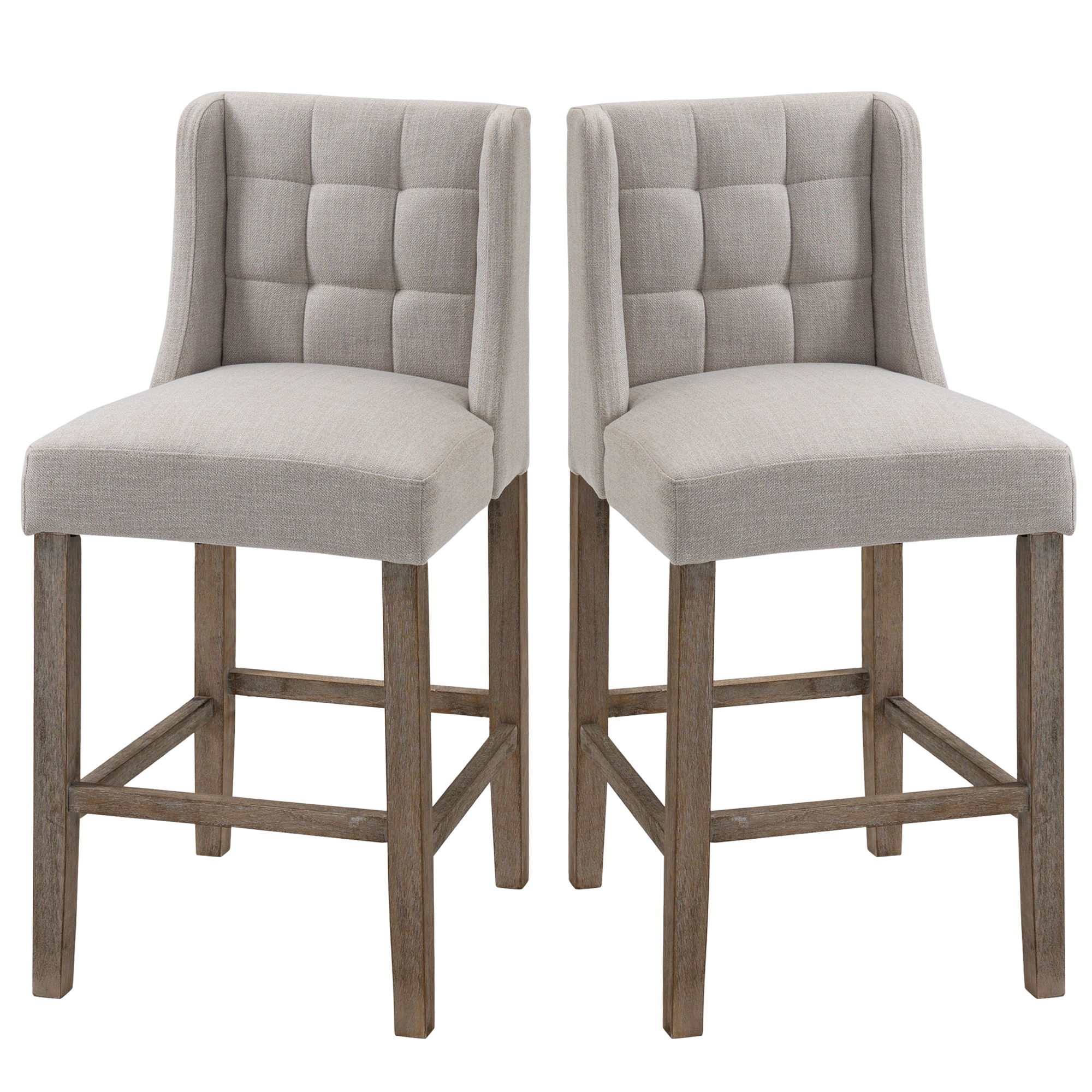 HOMCOM Barhocker 2-er Set, Gebogene Federn Beige 47 x 50 x 101 cm (BxTxH)