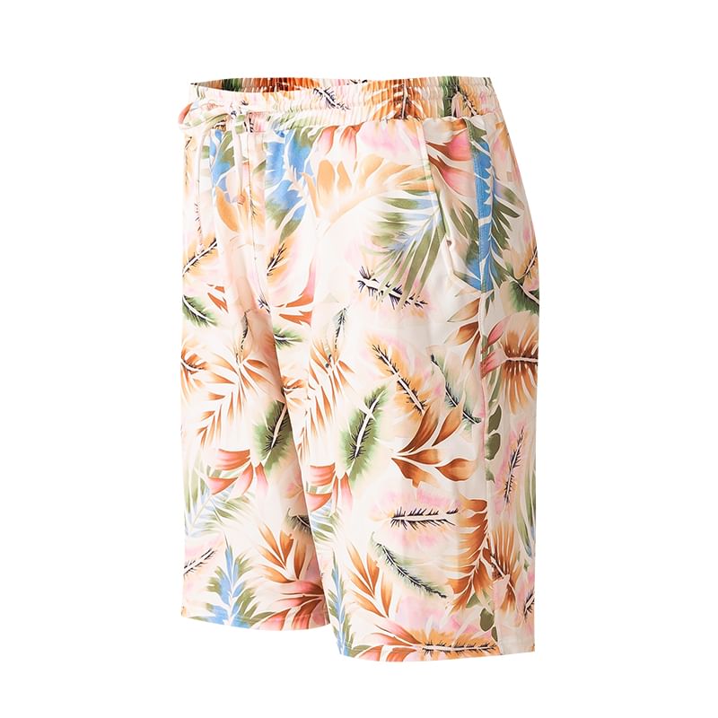 SANQI - Bijpassende zwemjurk met lange mouwen, V-hals en bloemenprint / zwemshort met trekkoord in de taille (verschillende ontwerpen)