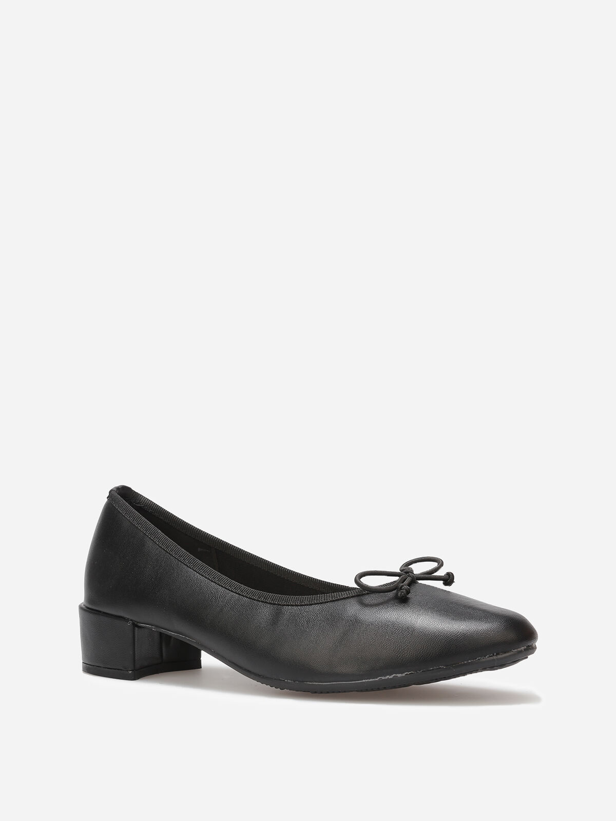 Ballerines à talon avec nœud- Noir