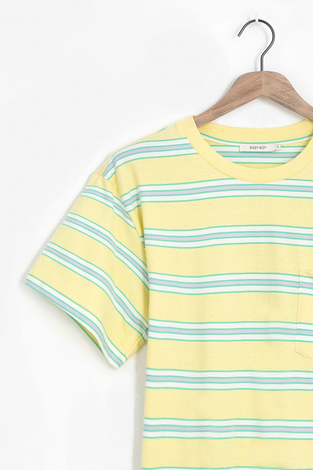Lichtgeel gestreept T-shirt