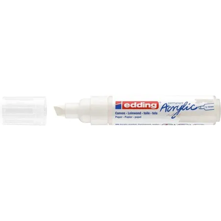 edding 5000 Acrylmarker breit - weiß - 1 Acrylstift wasserfest - breite Keilspitze 5-10 mm