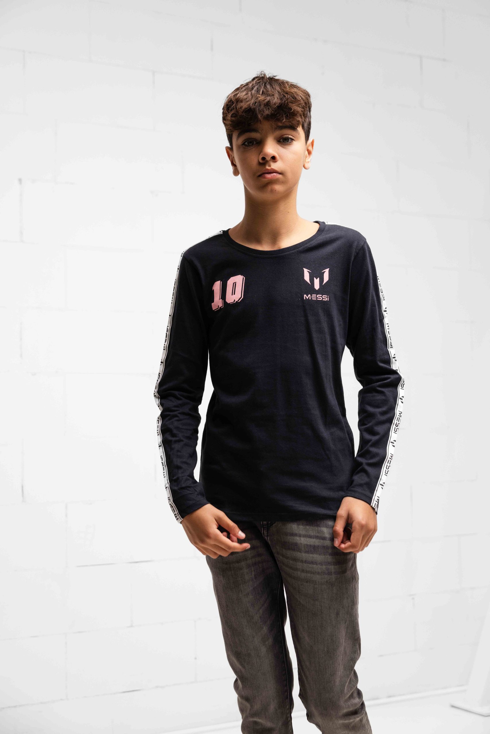 Vingino x Messi Nerol T-Shirt Lange Mouw Kids Zwart/Roze