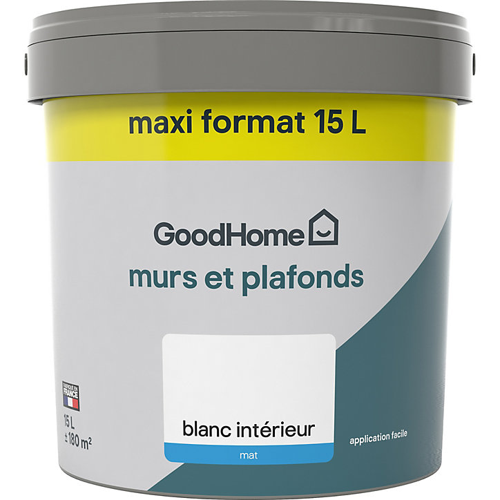 Peinture murs et plafonds GoodHome blanc mat 15L