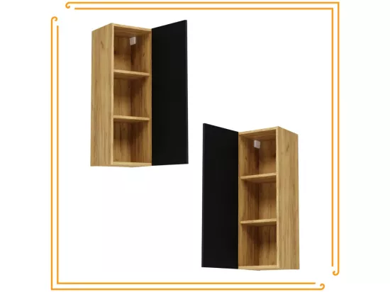 Armoire de salle de bain suspendue 30cm Étagère étroite en chêne noir Craft