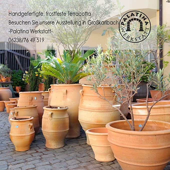 Palatina Werkstatt Exklusive Terracotta Amphore liegend Vitex 60cm – 100% handgefertigtes Unikat – Verleihen Sie Ihrem Garten- & Innenbereich unwiderstehlichen Charme