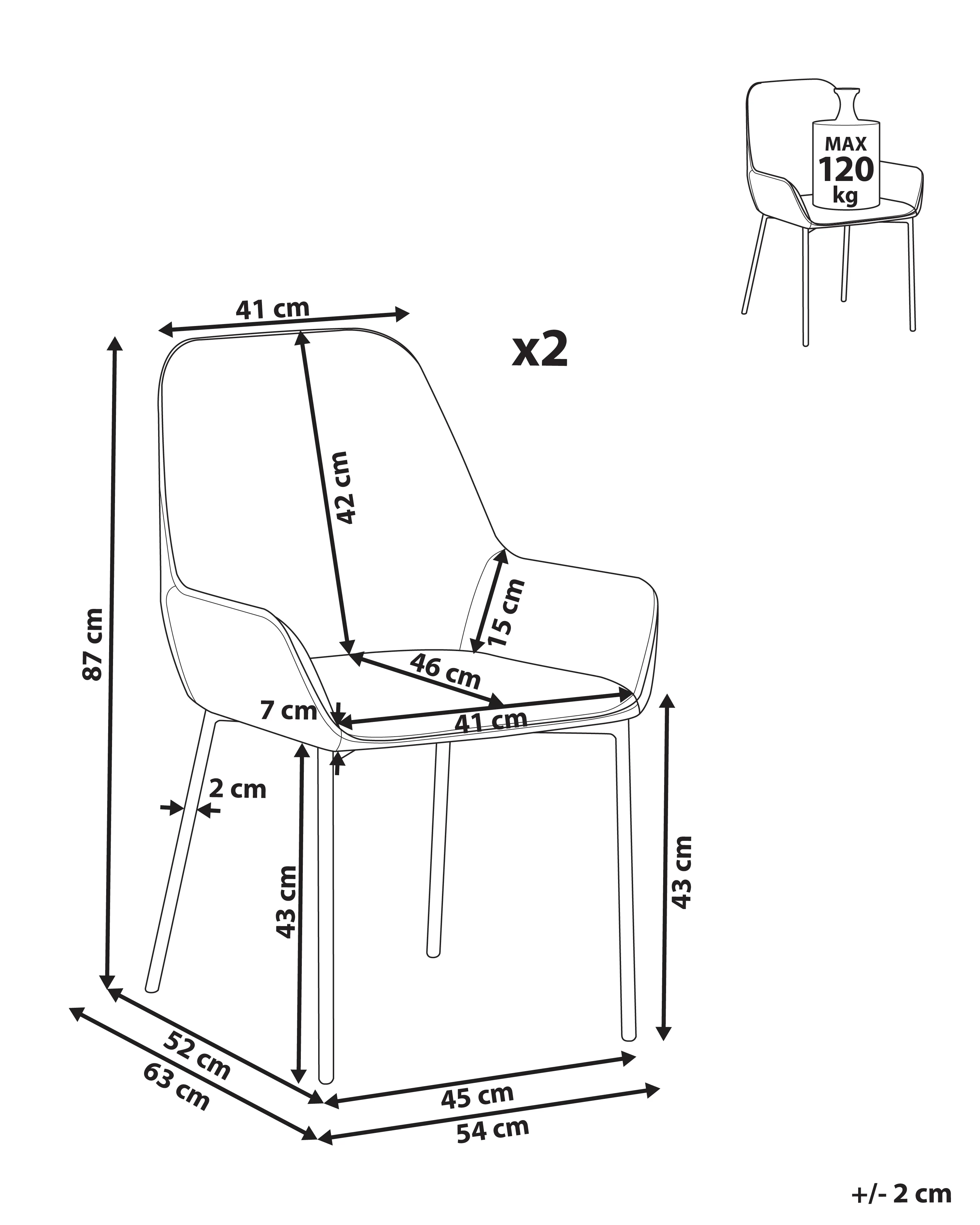 Set van 2 eetkamerstoelen LOVERNA Corduroy Mosterdgeel