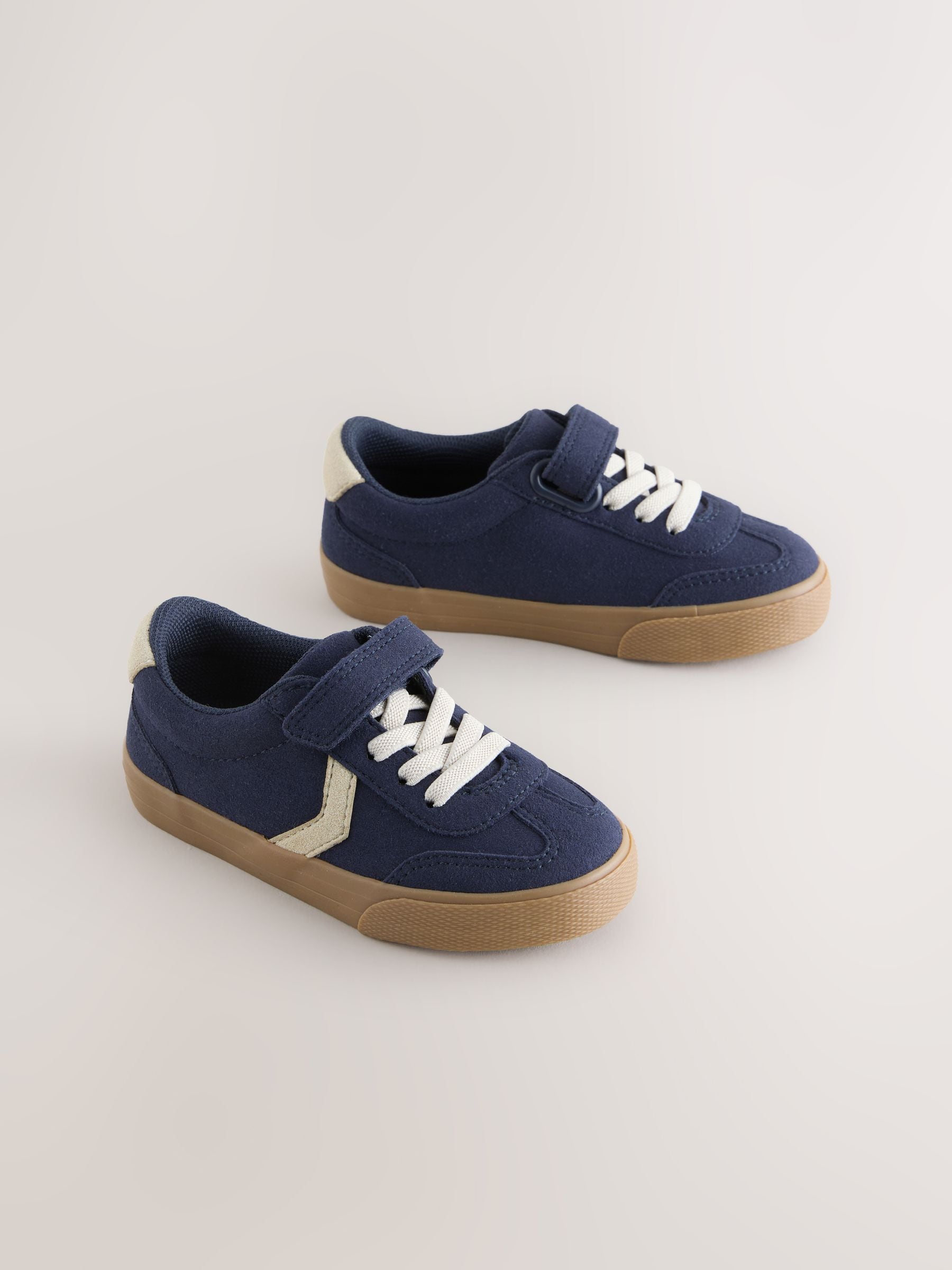 Donkerblauw - Sneakers met klittenbandsluiting en elastische veters