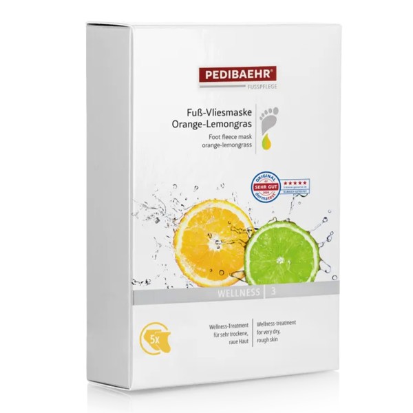 Baehr Pedibaehr Wellness Fuß-Vliesmaske Orange-Lemongras 5x1 Paar