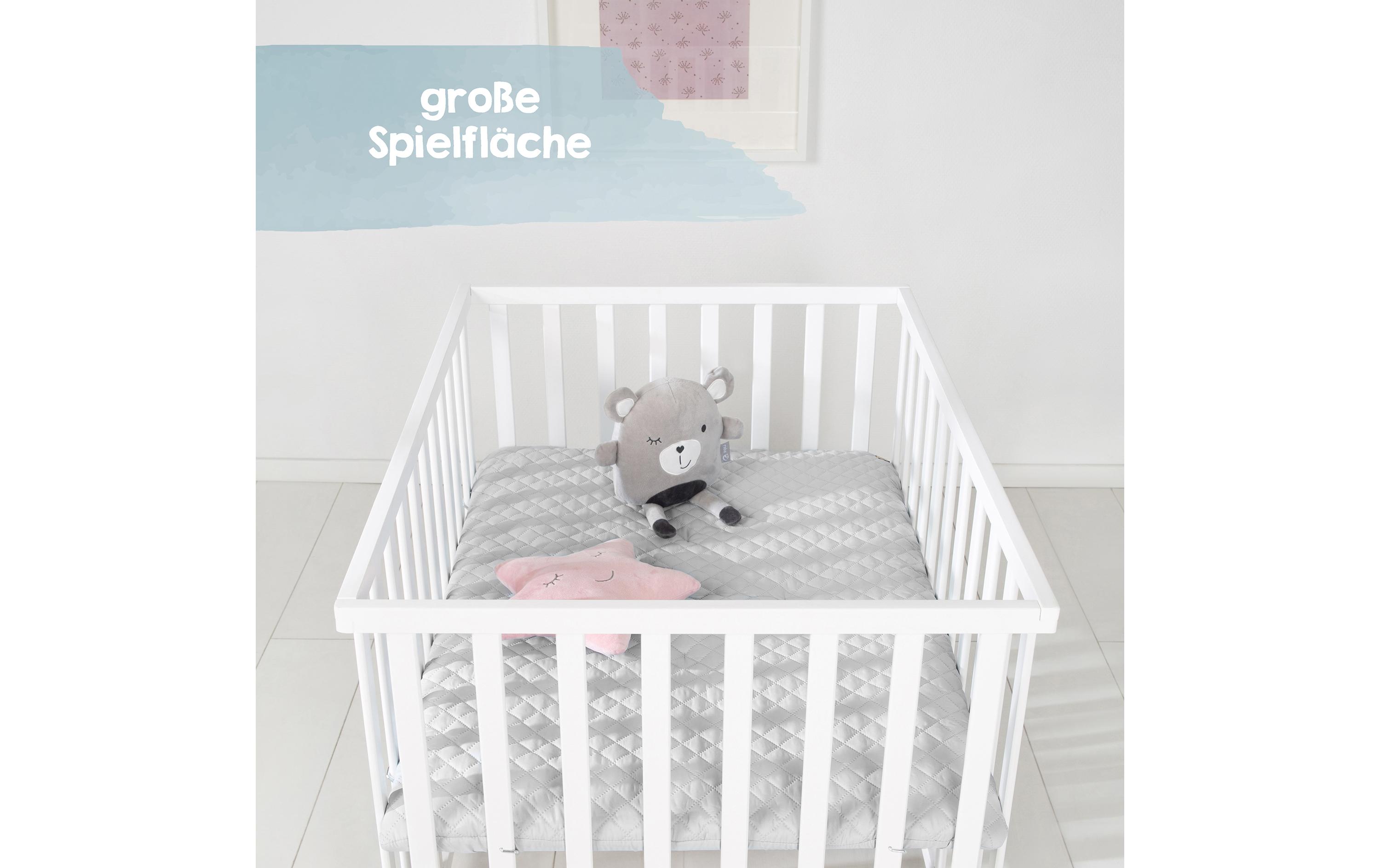 Laufgitter auf Rollen 75 x 100 cm Grau<br>Spielgitter inkl. grauer Schutzeinlage & Rollen