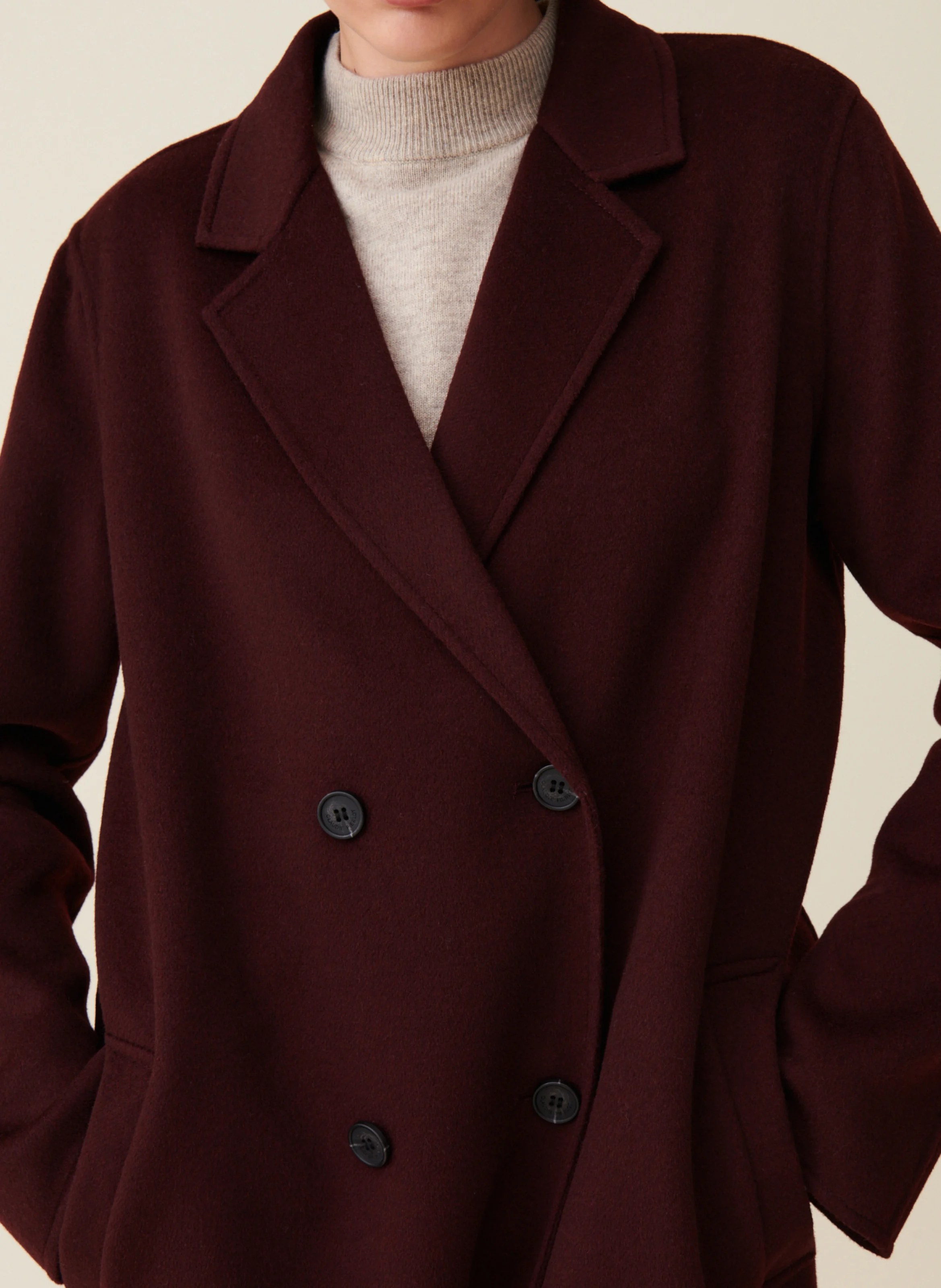 Manteau long en laine mélangée | Rouge