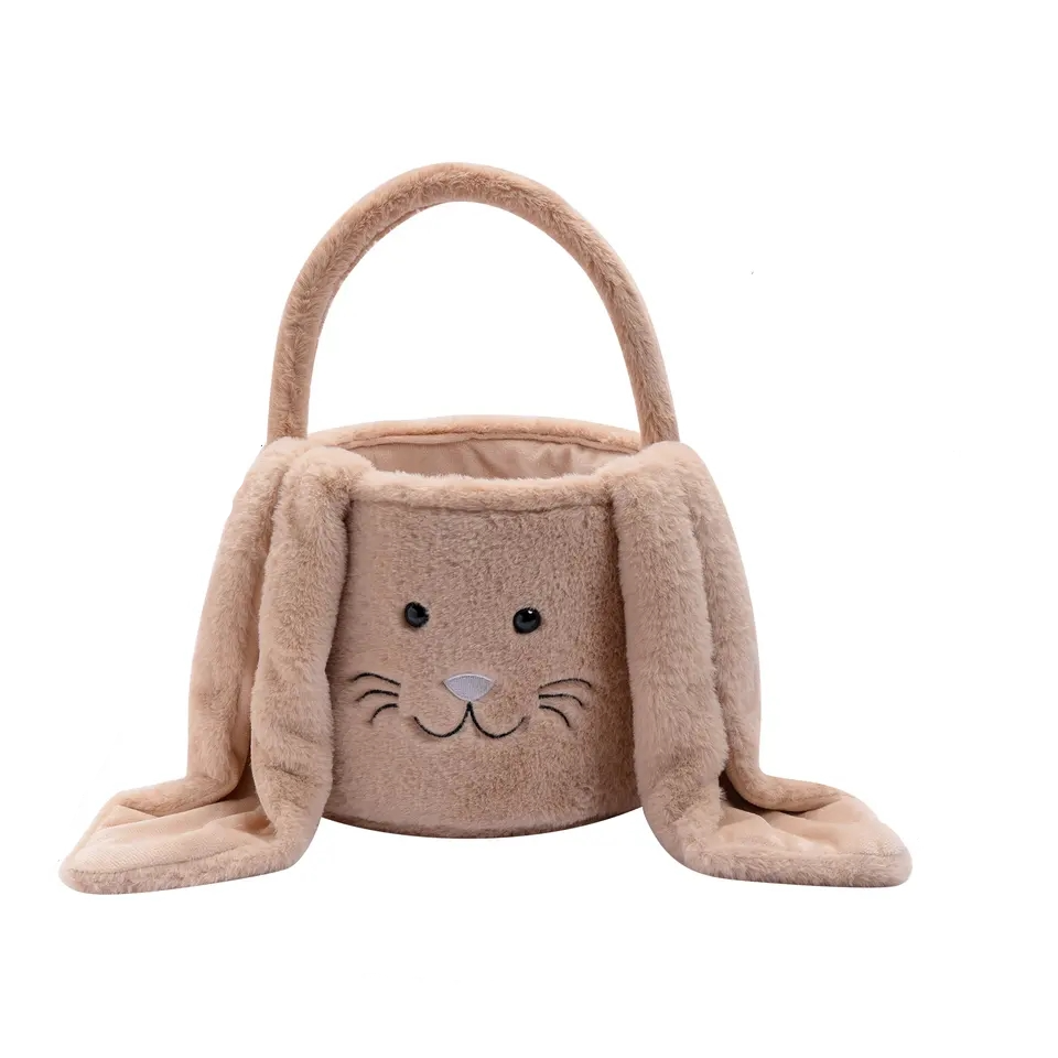 Flauschiges Stoff Osternest Candy Gift Osterhasen Tasche - Braun