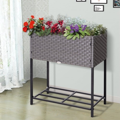 Vaso retangular Outsunny para varanda, cinza