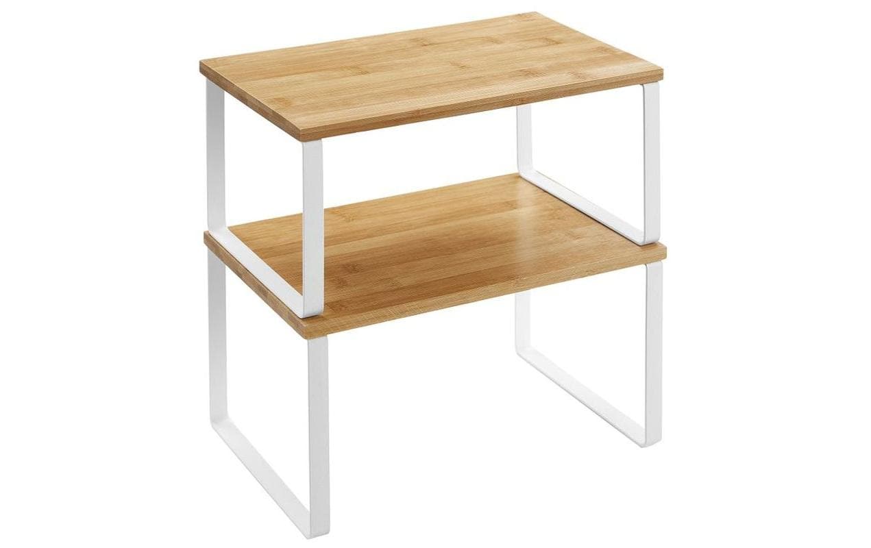 Regal 2er Set, Bambus, Natur/WeissRobustes Standregal-Set