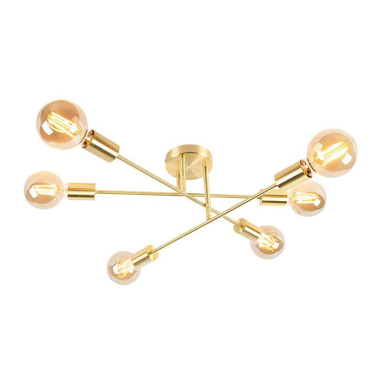 Industriële plafondlamp messing 6-lichts  - Sydney