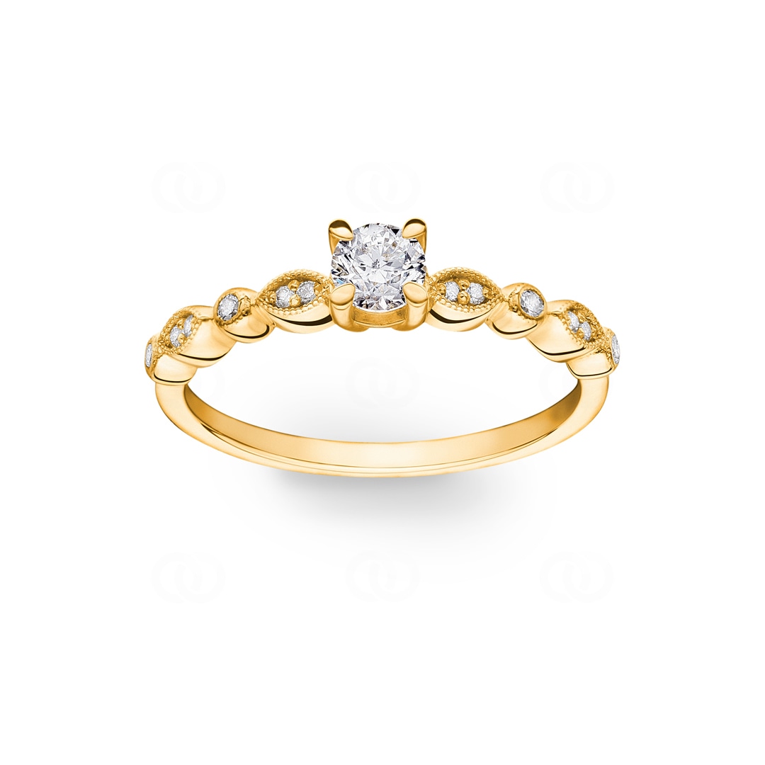 Verlobungsring 750/18 K Gelbgold mit Diamanten 0.38 ct H/si