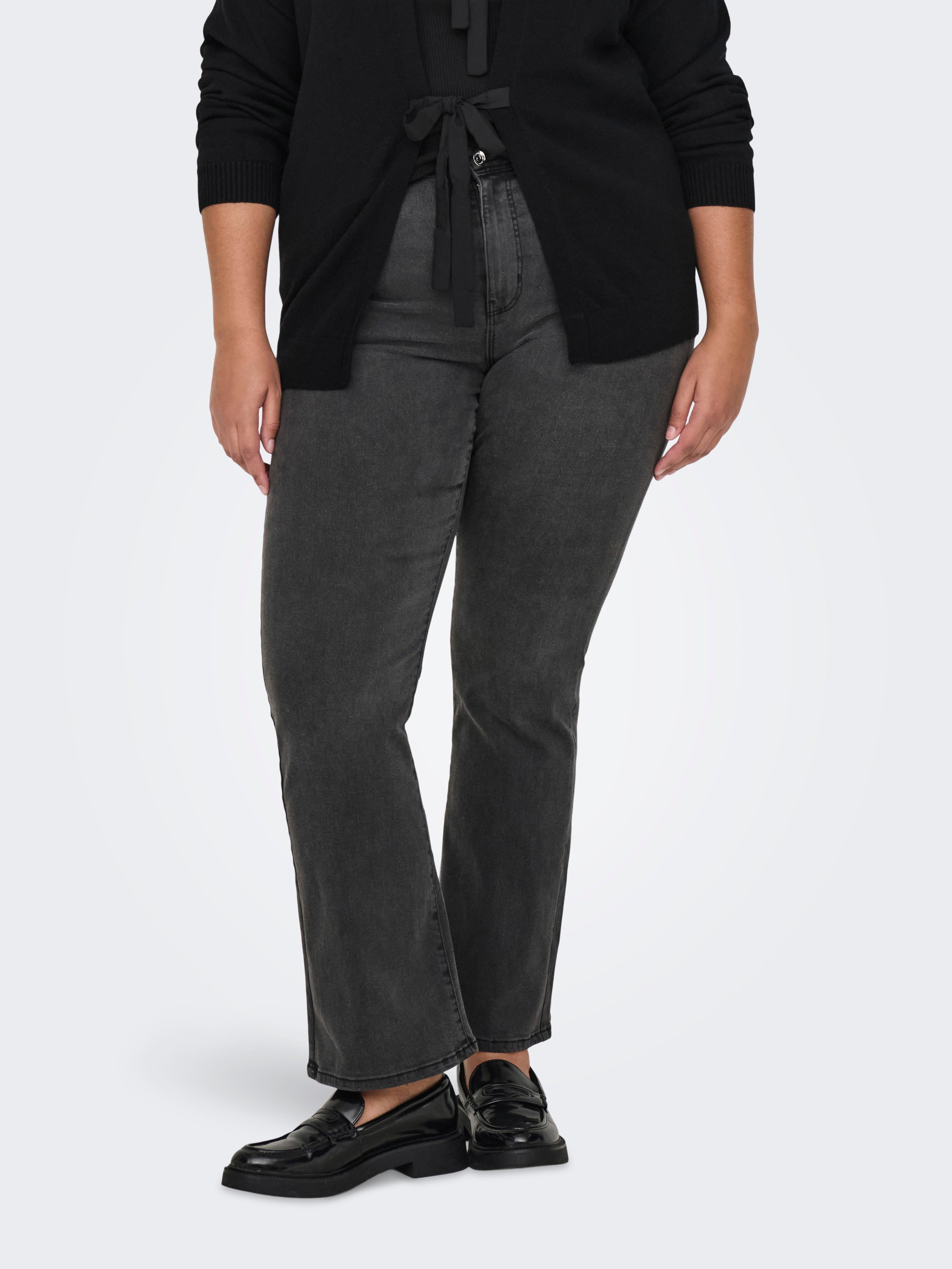 CARALLY Hohe Taille Ausgestellt Jeans Dark Grey Denim