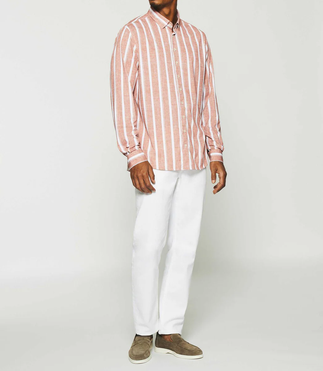 Chemise à rayures terracotta KYLE