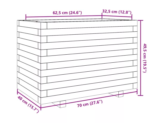 Jardinière bac lit surélevé bois marron 70 x 40 x 49.5 cm 02_0037791