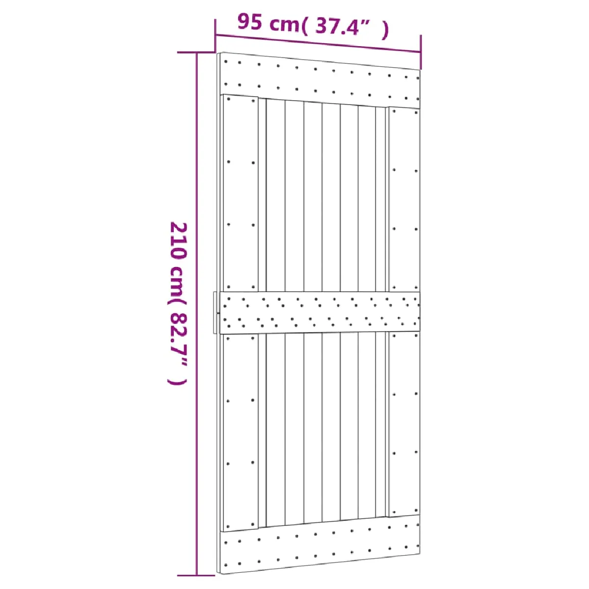 vidaXL Porte coulissante et kit de quincaillerie - 95x210 cm - Pin massif