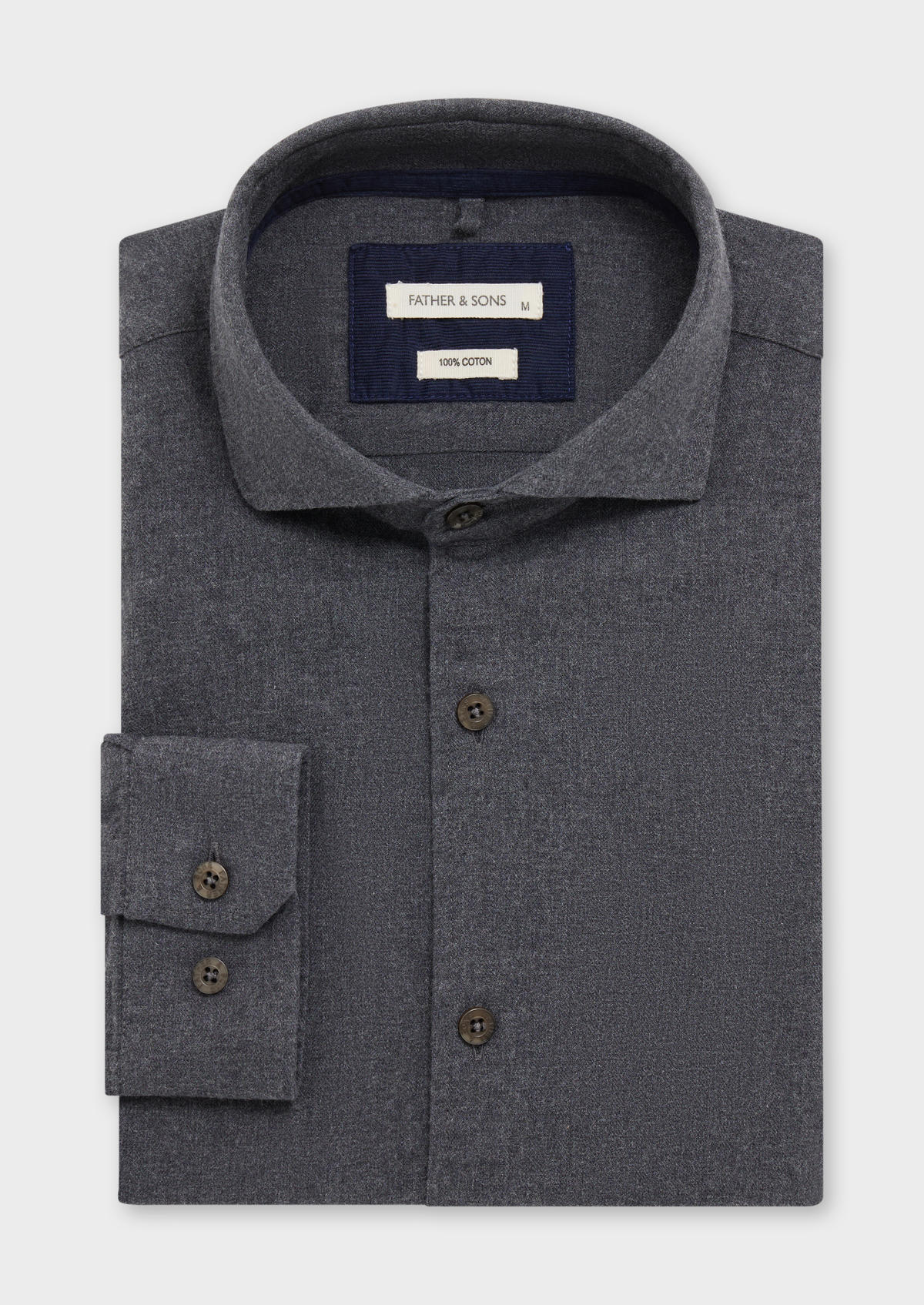Chemise sport Slim en twill de coton uni gris souris