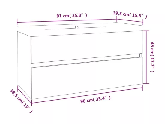Meuble lavabo avec bassin intégré Chêne fumé Bois d'ingénierie