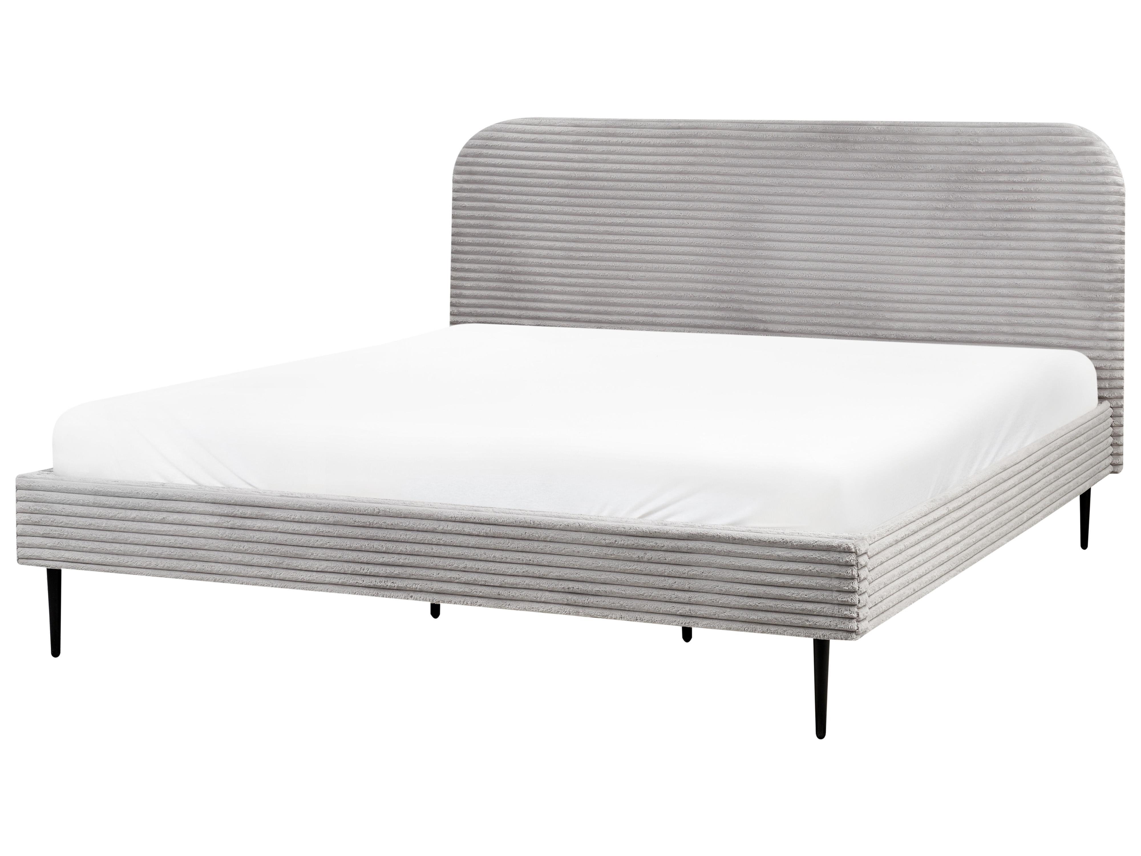 Bed Corduroy FLAYAT 180 x 200 cm Lichtgrijs