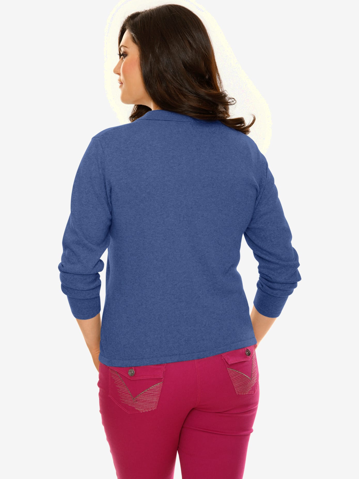 Veste en tricot fin superbe basique avec poches plaquées